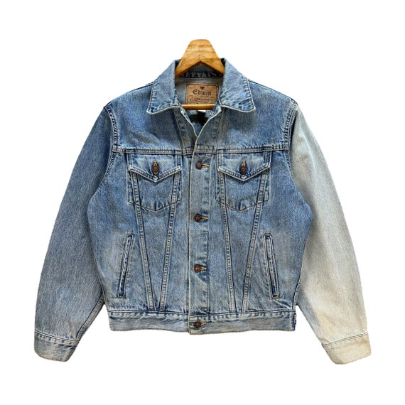 Vintage 80's Edwin 5081 Washed Denim Jacket Size L Type 3 Jeans