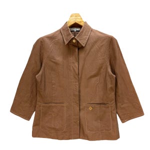 Vintage 90&#39;s Christian Dior Sport Pret A Porter Brown Cotton Button Jacket Size M Women Casual Jacket #A32-0726