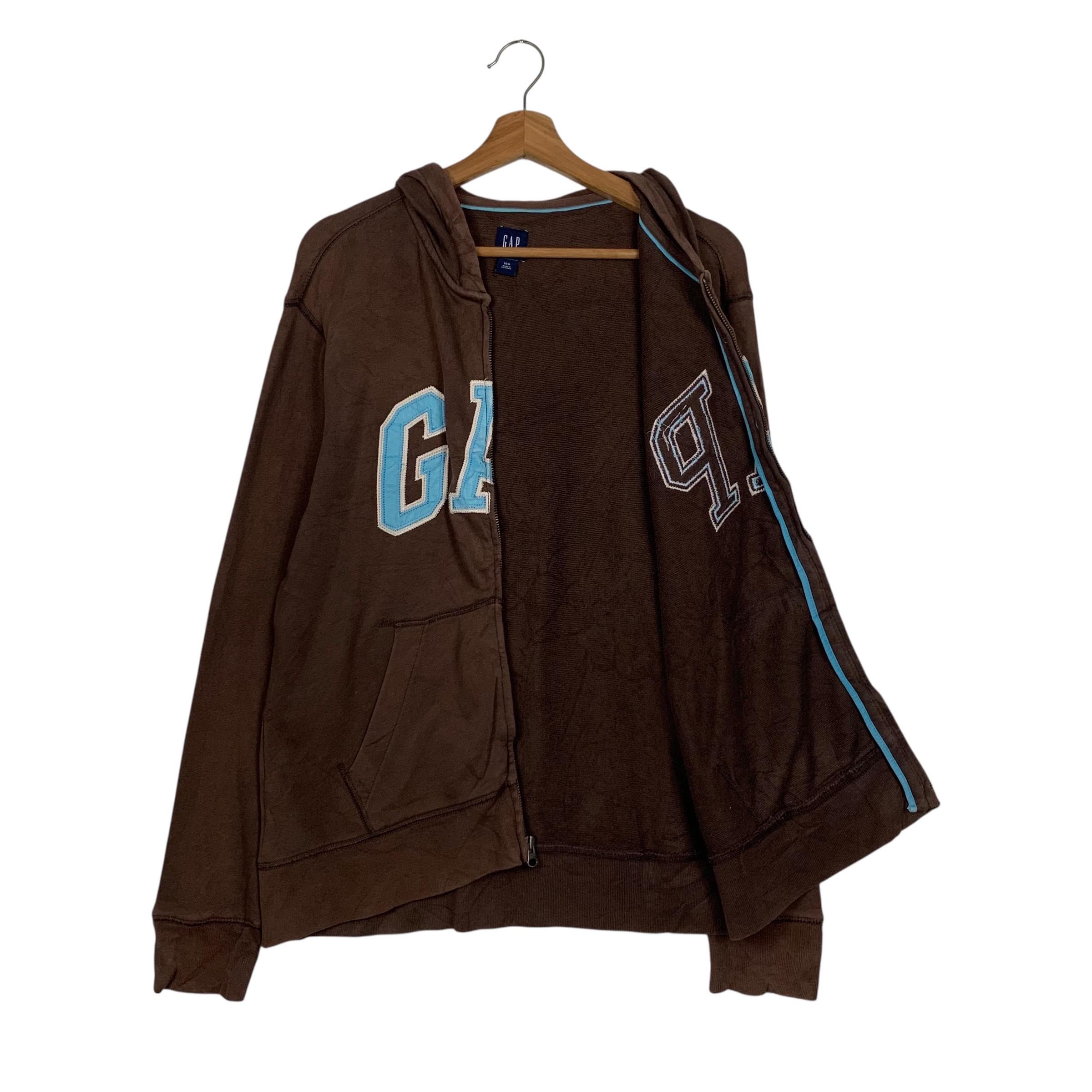 Y2k Vintage GAP Embroidered Spellout Big Logo Zipper Hooded