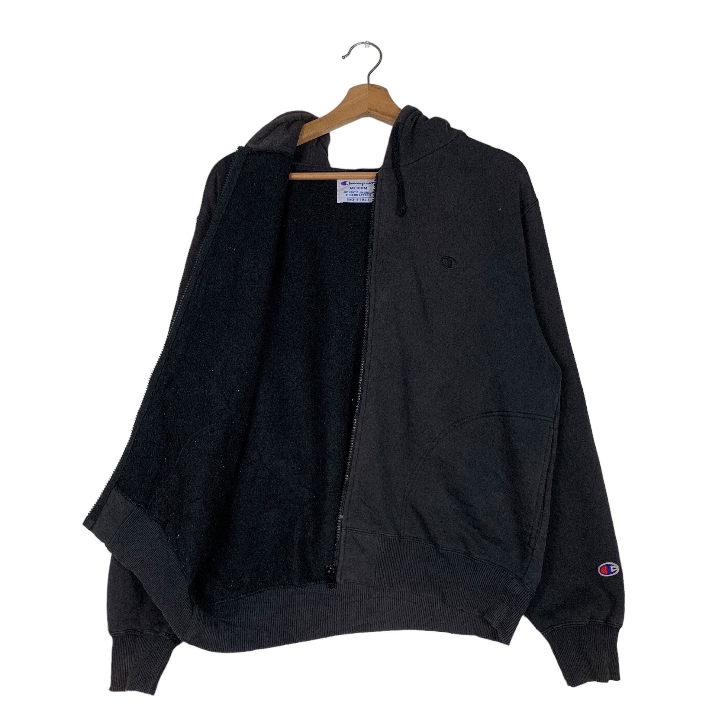 Vintage CHAMPION Embroidery Small Logo Zipper Hoodies Sweatshirts