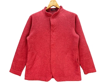 Vintage Y's For Living Made in Japan Yohji Yamamoto Snap Button Pink Jacket Size S-M Poly Rayon Jacket #A27-0623