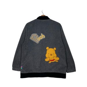 Giacca bomber in pile vintage POOH Y2K taglia S, giacca da cartone animato n. 2341-C105