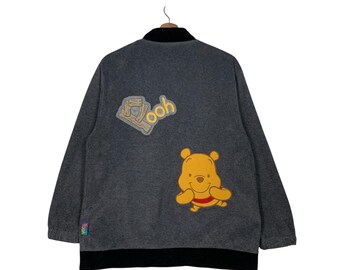 Kurtka bomberka z polaru Y2K Vintage POOH, rozmiar S, z motywem kreskówkowym #2341-C105