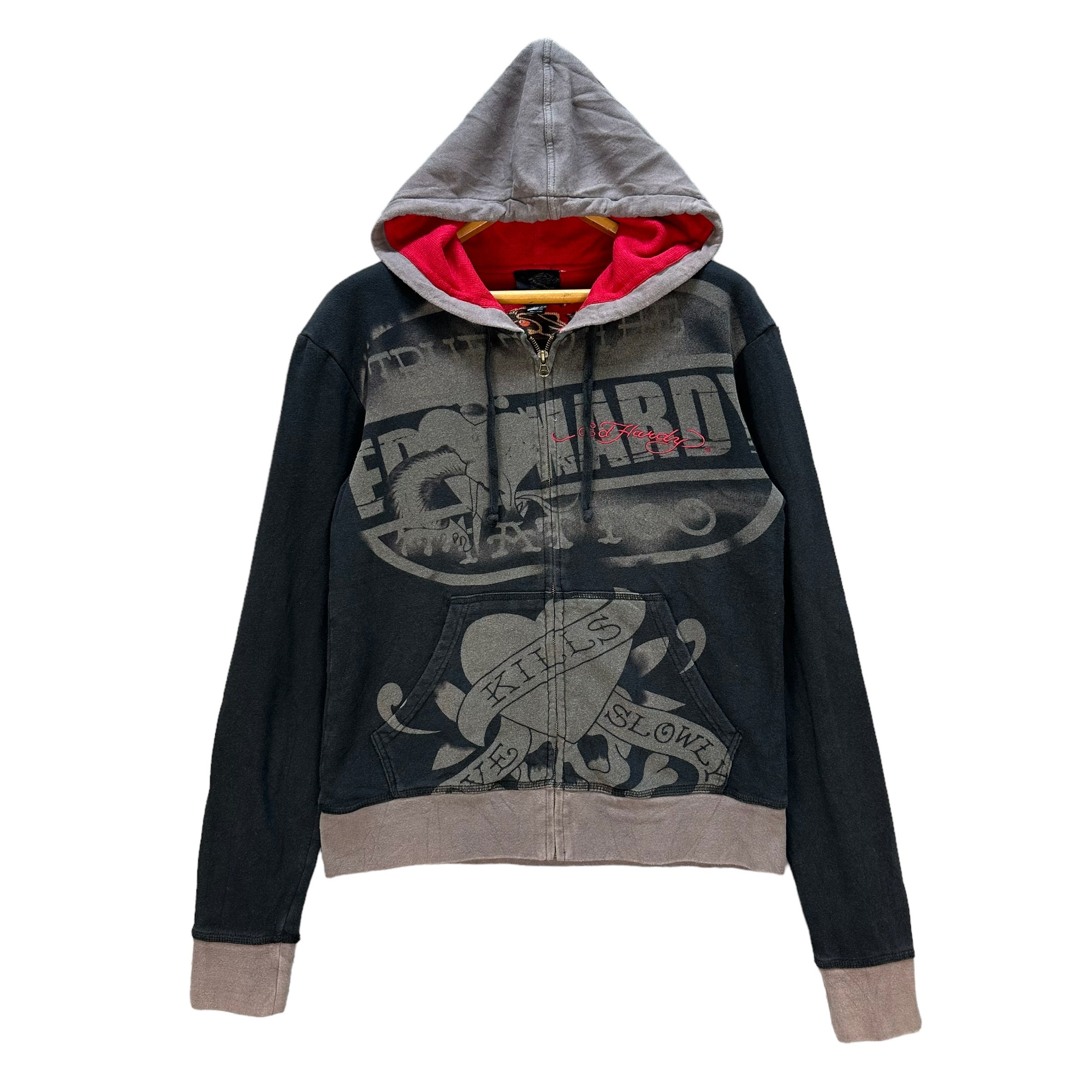 Vintage Ed Hardy by Christian Audigier Fullprint Zipper Hoodies