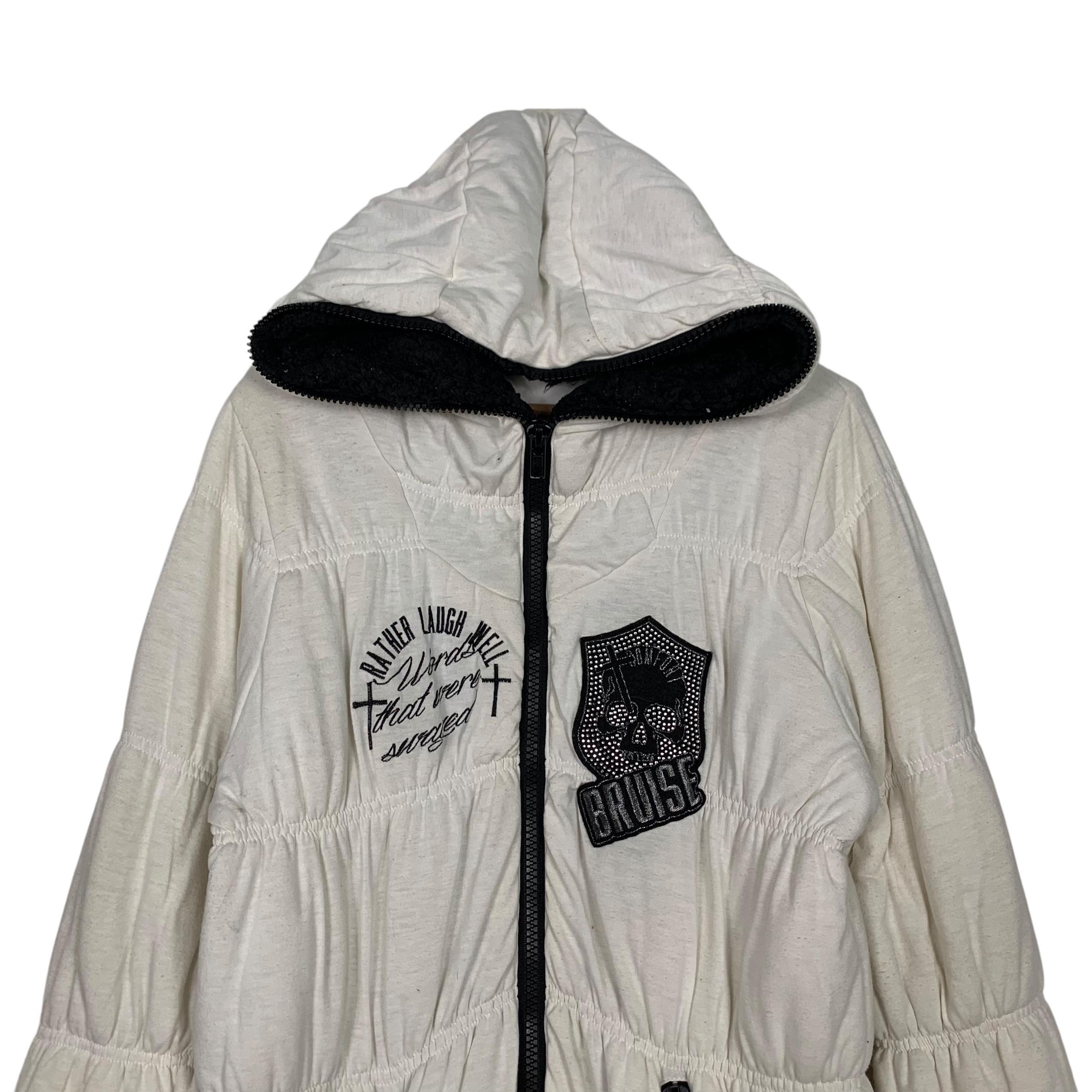 GHOST of HARLEM White Puffer Hoodie Jacket Women's Free Size Punk