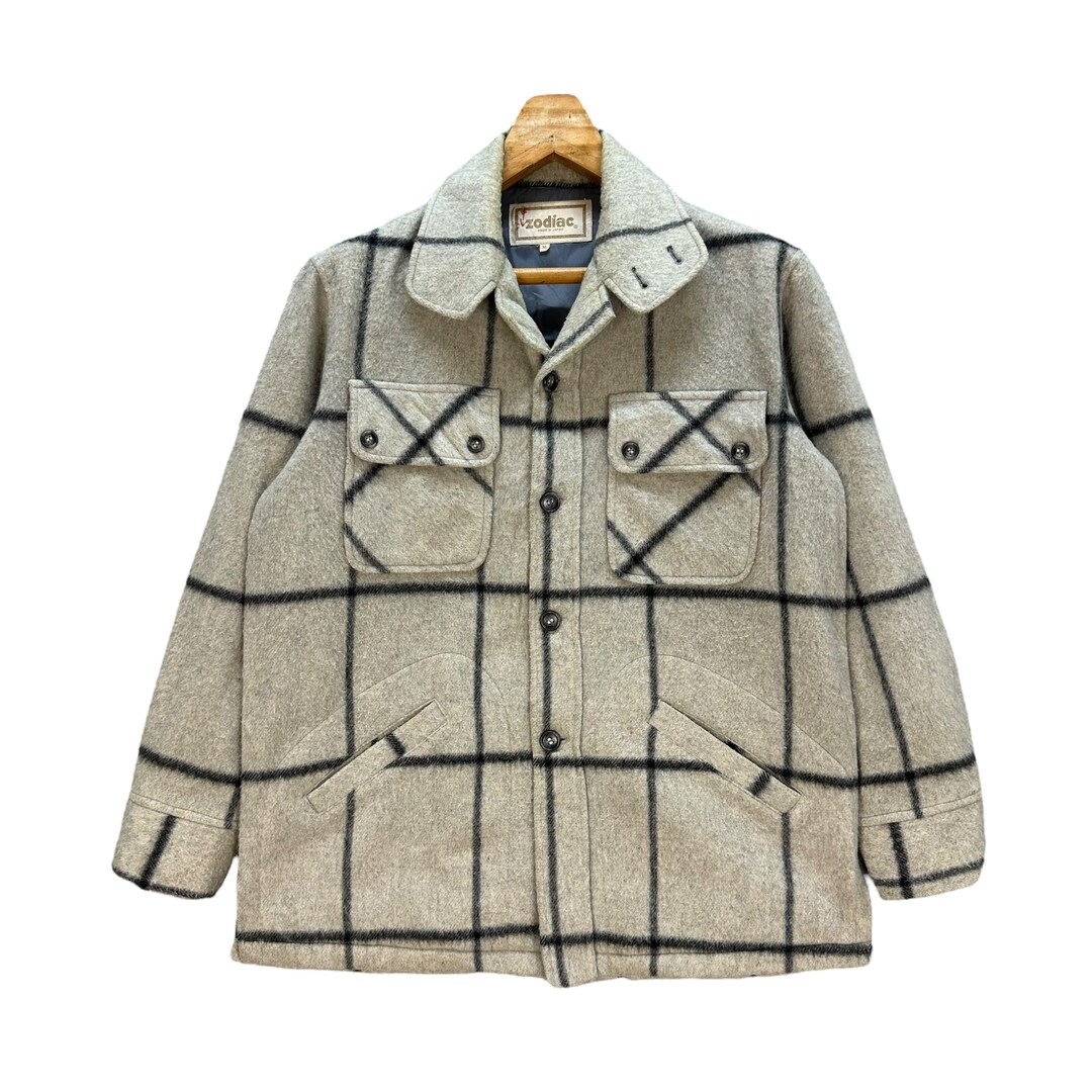 Vintage Zodiac Made in Japan Checked Wool Flannel Jacket