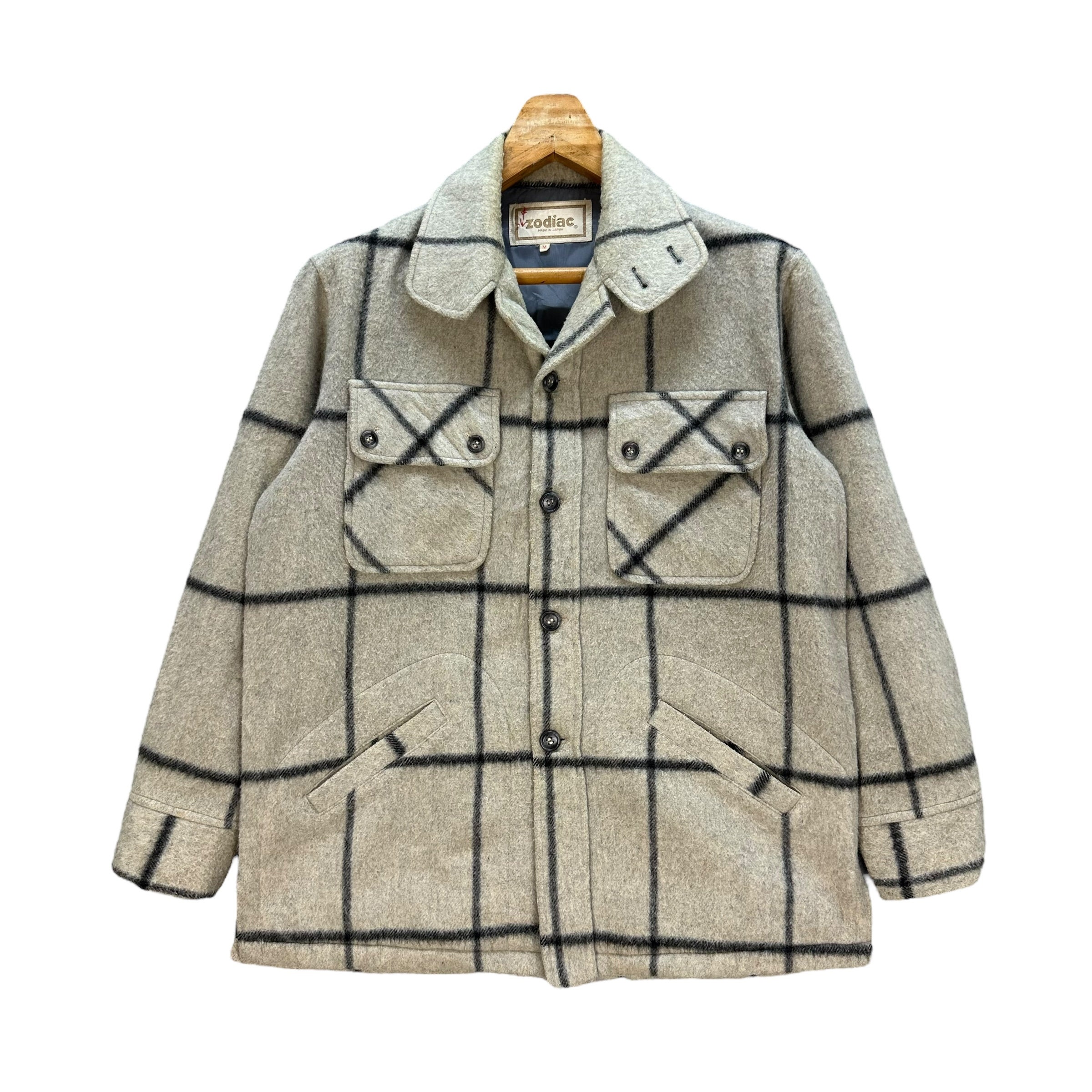 Vintage Zodiac Made in Japan Checked Wool Flannel Jacket Vintage Zodiac Made in Japan Checked Wool Flannel Jacket