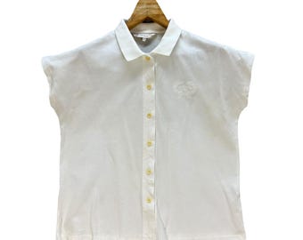 Vintage Christian Dior Sports Short Sleeve Button Up Polo Shirt Size L White Polos Luxury Shirt Designer Shirt #A30-0692
