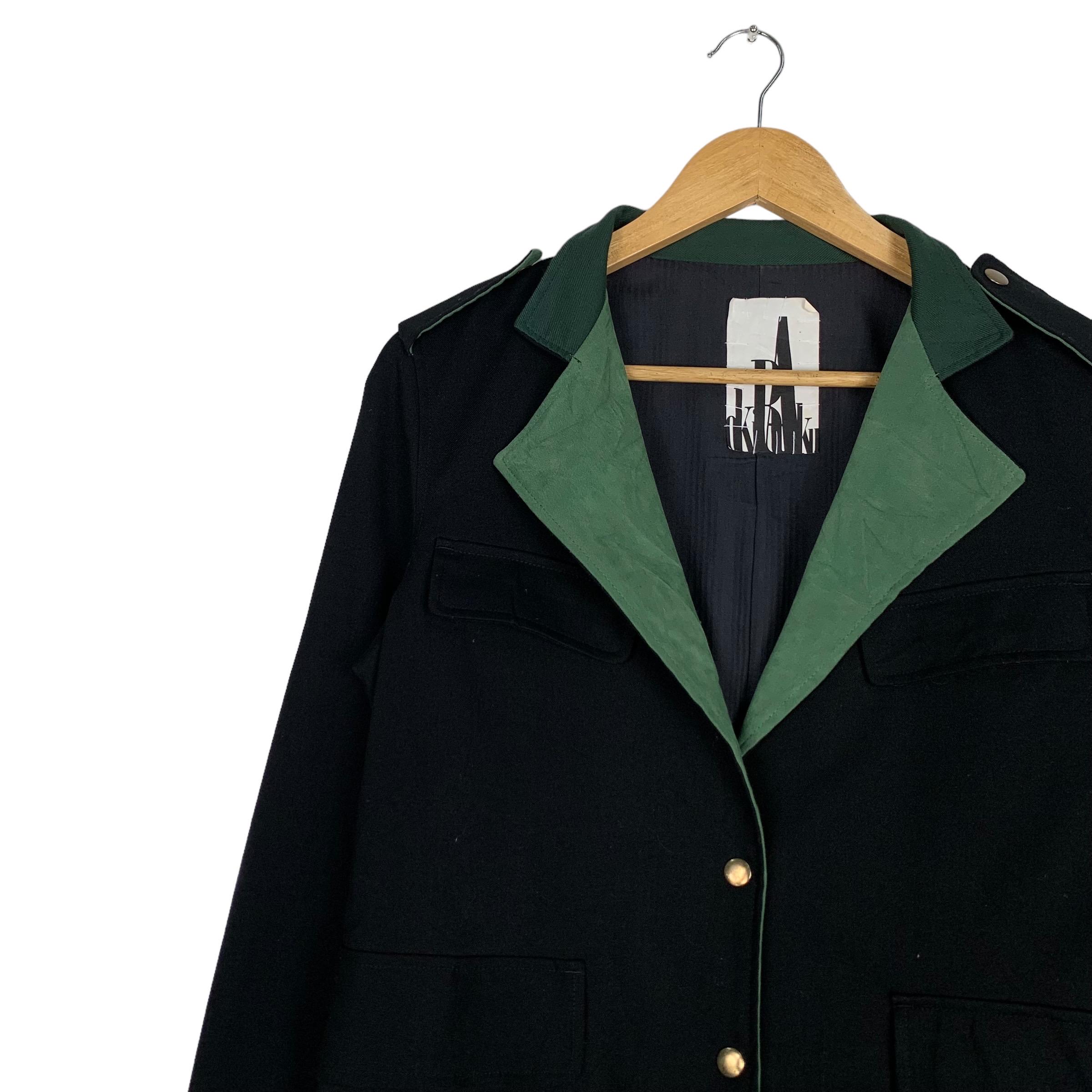 00s japanese label pea coat jacket コート OKIRAKU Double Collar Belted Pea Jacket Women Size S