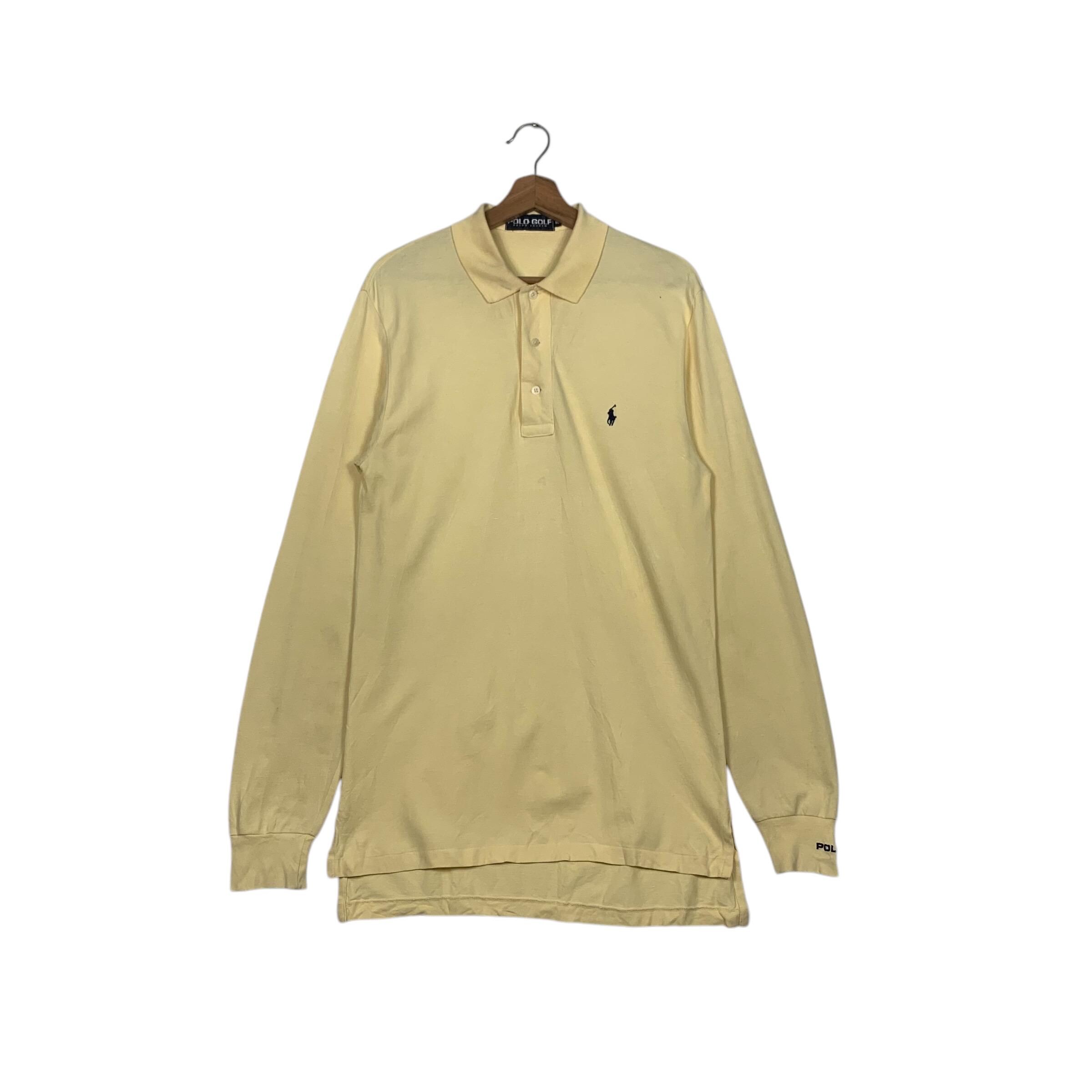 Vintage 90's POLO Golf RALPH LAUREN Yellow Long Sleeve Polo Shirt