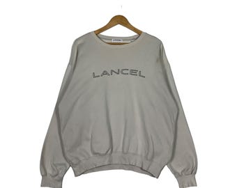 Vintage LANCEL Made in Japan Big Logo Crewneck Sweatshirt Men's Size L Pullover Jumper Sweater #1114-C51