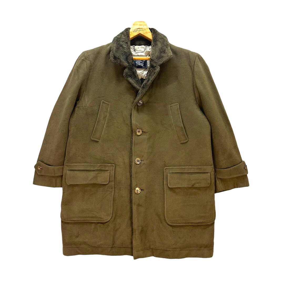Vintage 80's Burberrys Sherpa Lined Wool Jacket Men's Size M