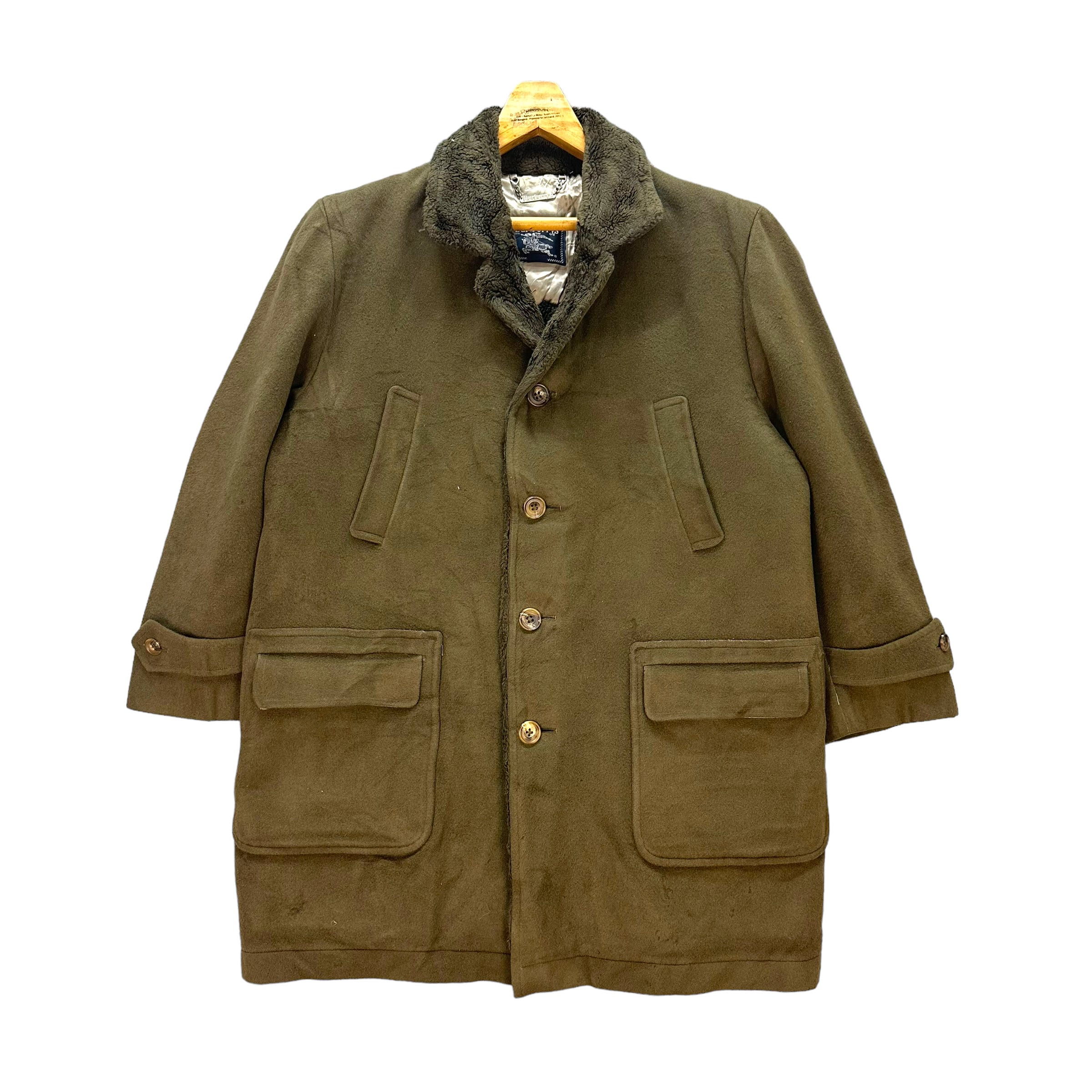 Vintage 80's Burberrys Sherpa Lined Wool Jacket Men's Size M