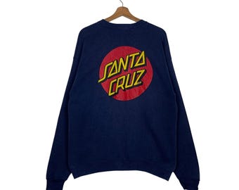 Vintage Santa Cruz Skateboards Big Logo Lee Made in Usa Crewneck Sweatshirt Men's Size L Streetwear Skateboards Sweatshirt #1906-C83