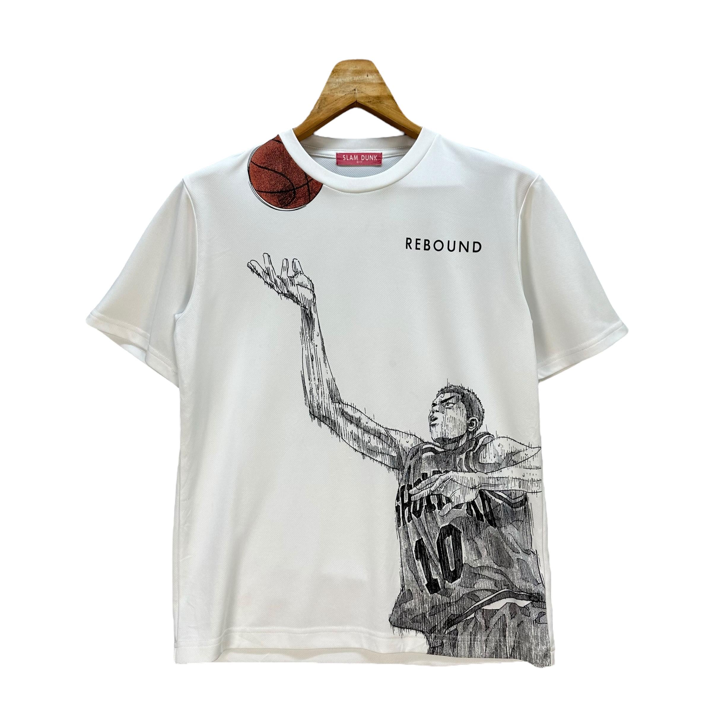 SLAM DUNK　tシャツ Vintage SLAM DUNK Rebound Graphic Printed White Polyester