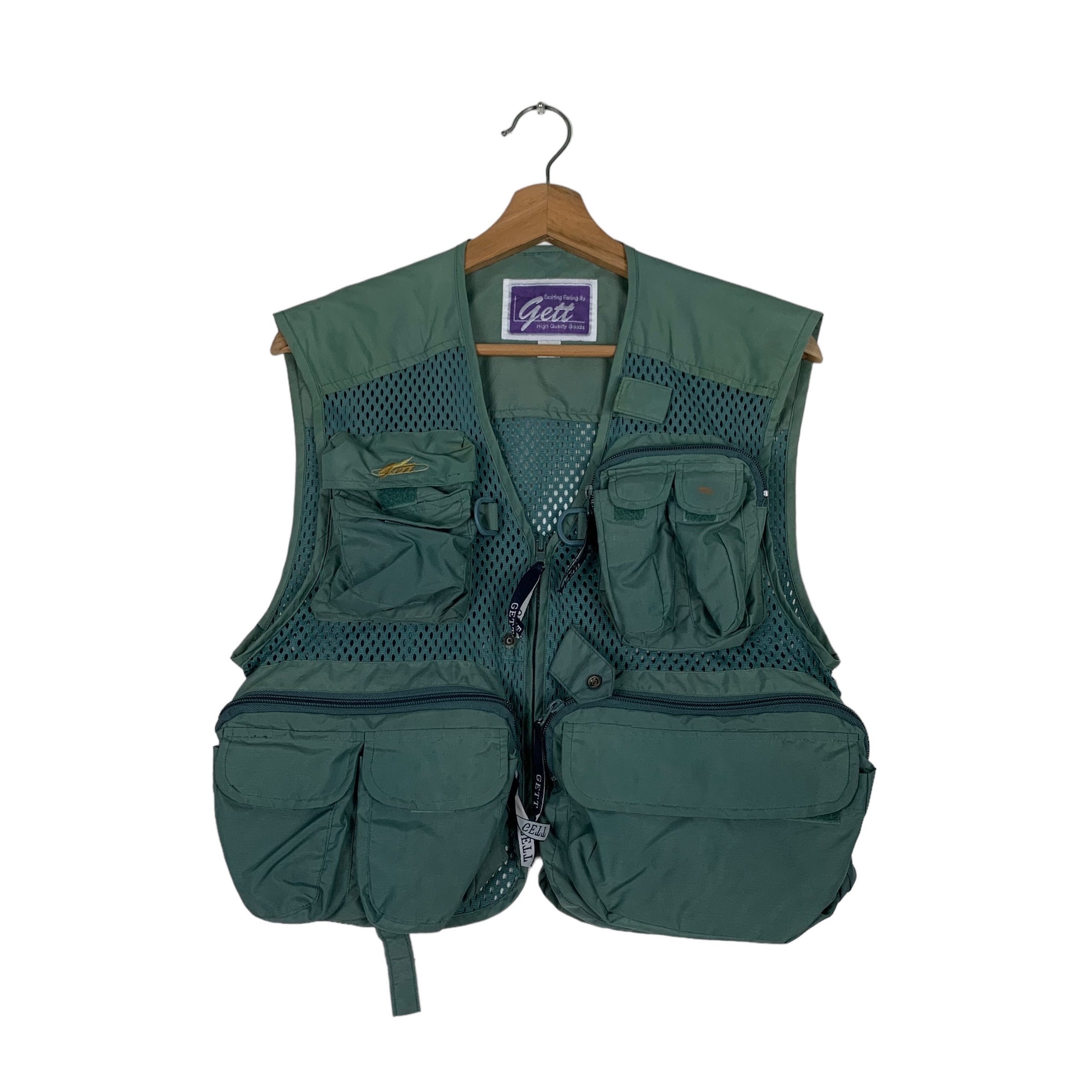 Vintage GETT Fishing Mesh Vest Size M Multipocket Vest