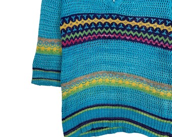 ヴィンテージ MORIOKA SACHIKO 7分袖 メッシュニット ハンドメイド