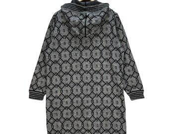 Vintage FREDO Paris Monogram Hooded Long Jacket Size L A8 0199