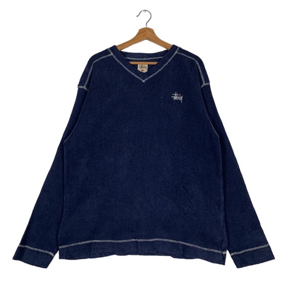 90s oldstussy スウェット Vintage 90's STUSSY Made in OZ Embroidery Logo V Neck Fleece