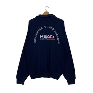 Vintage 90&#39;s HEAD Sportswear Embroidery Big Logo Collared Sweatshirt Size L Japanese Brand #2229-C98