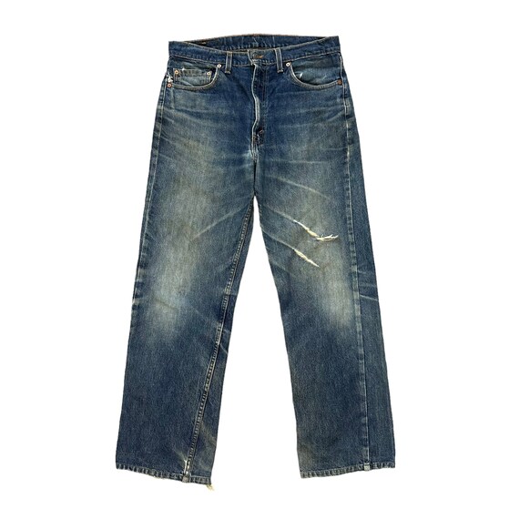Vintage LEVIS 519 Made in USA Distressed Denim Pant Trashed Jeans 
