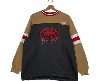 Vintage Ecko Unltd. Embroidery Big Logo Colorblock Pullover Sweater Size M #0206-C10