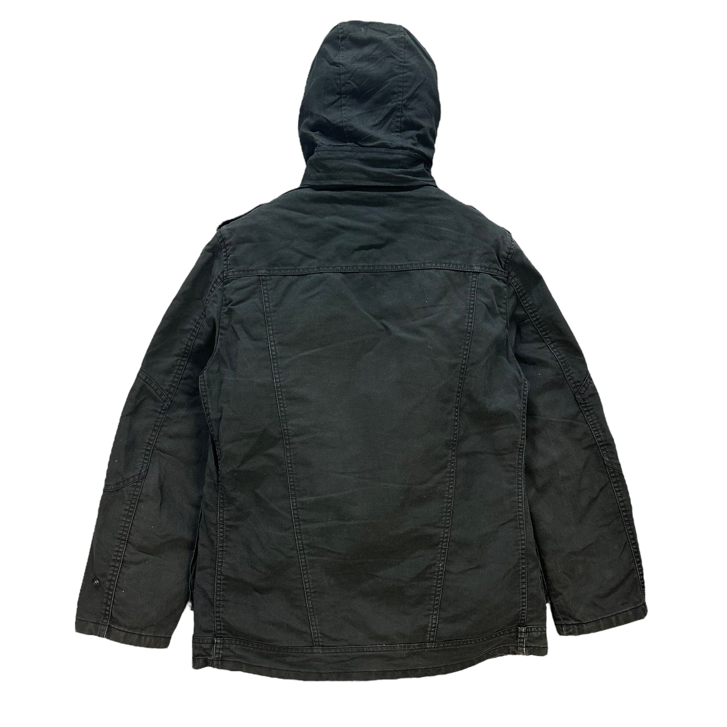 ジャケット・アウター PPFM short length coat archive black Vintage PPFM Sun Faded Fur Hoodie Jacket / Parka Size L