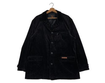 Vintage MCM Legere Black Velvet Jacket Men's Size L Casual Outfits Designer Jacket Avant Garde Fashion Casual Jacket #1400-C63