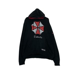 Sudadera con capucha vintage de los 90 con el logo grande de Biohazard Umbrella de Capcom, talla LL, marca japonesa n.° 2217-C98