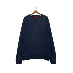 Sweatshirt ras du cou TOMMY HILFIGER vintage de l&#39;an 2000 avec petit logo Taille L #2402-C108