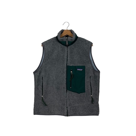 Vintage 90's PATAGONIA Made in Usa Gray Turtleneck Fleece Vest