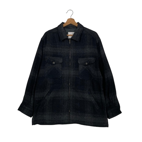 Vintage 90's BE-HOT Workwear Black Checked Wool Rayon Flannel 4