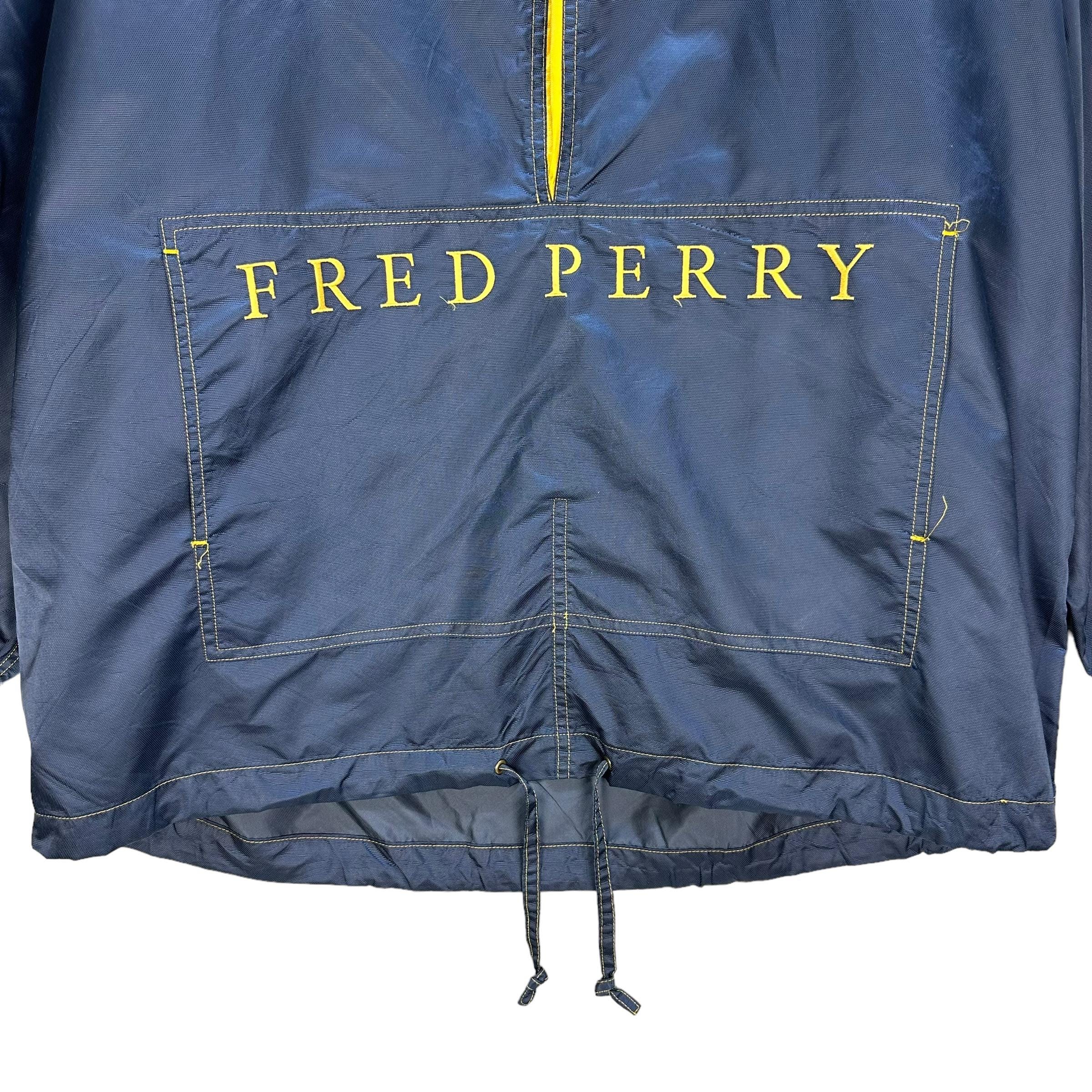 Vintage Fred Perry Embroidery Big Logo Half Zip Hoodie