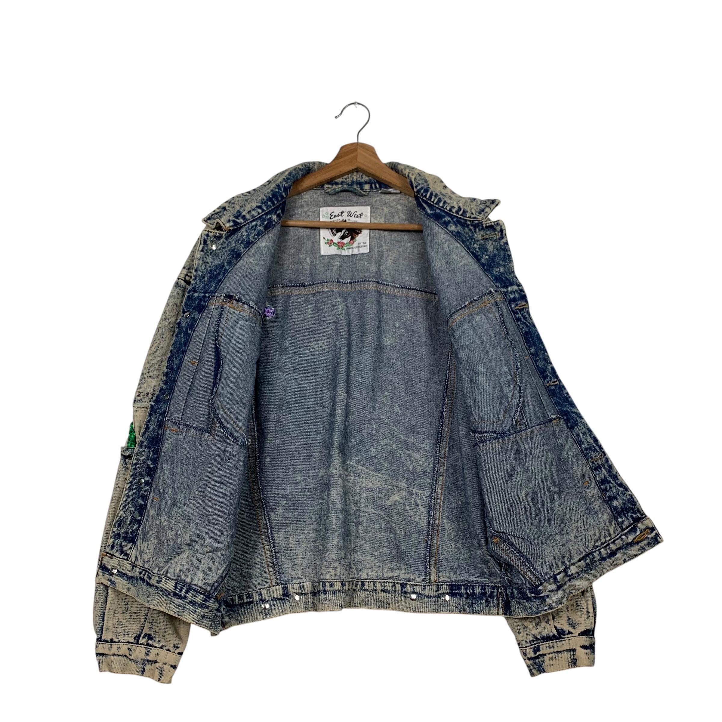Vintage 80's EAST WEST by Panda Group Stone Wash Denim Jacket Size