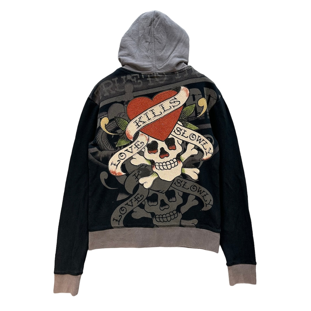Vintage Ed Hardy by Christian Audigier Fullprint Zipper Hoodies