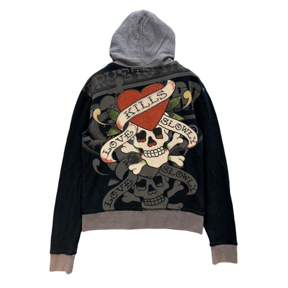 Vintage Ed Hardy by Christian Audigier Fullprint Zipper Hoodies