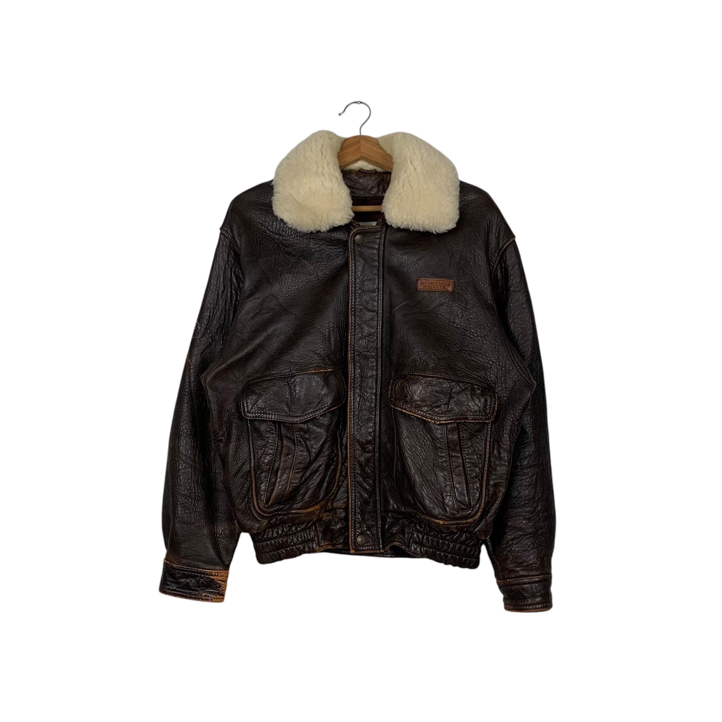 Vintage BEVERLY HILLS Polo Club A2 Leather Jacket Size M #2354