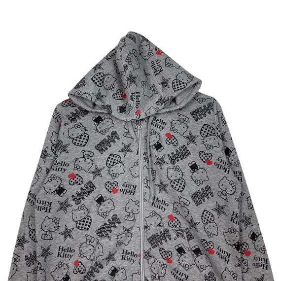 Vintage HELLO KITTY Fullprint Zipper Hoodies Sweatshirt Women's