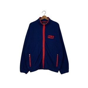 Vintage 90&#39;s FILA Embroidery Logo Turtleneck Blue Zipper Fleece Jacket Men&#39;s Size L #2082-C91