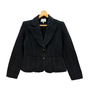 Vintage Armani Jeans von Giorgio Armani Made in Italy Wolle Nylon Doppelkragen Crop Jacke Größe US 8 Anzug Jacke Lässige formelle Kleidung #A29-0672