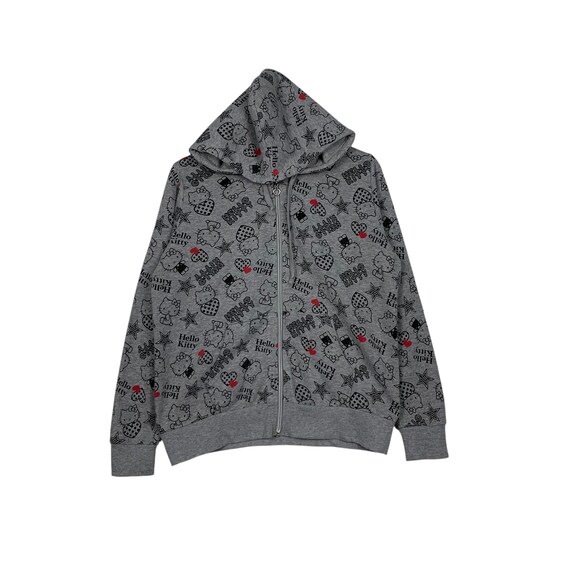Vintage HELLO KITTY Fullprint Zipper Hoodies Sweatshirt Women's