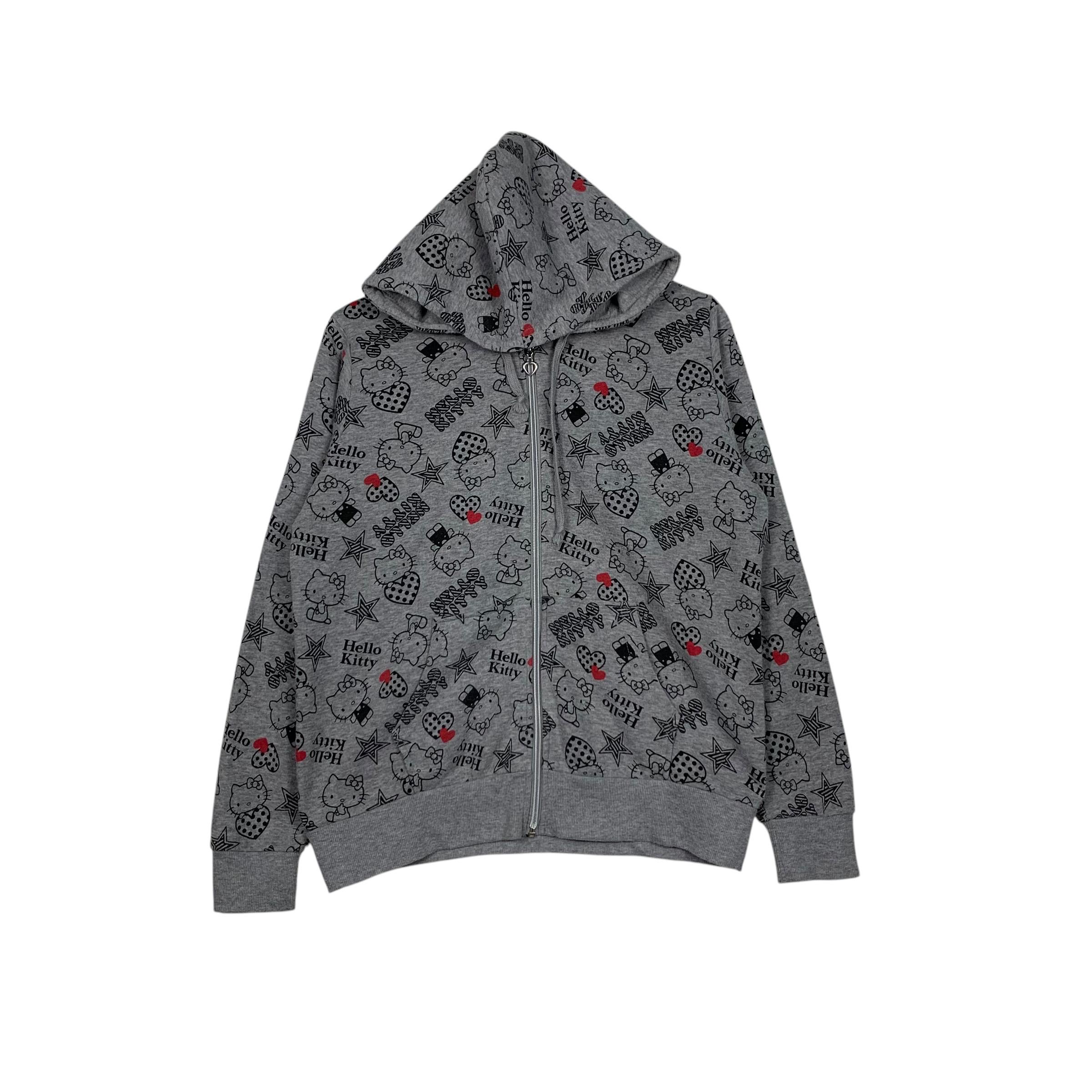 Vintage HELLO KITTY Fullprint Zipper Hoodies Sweatshirt Women's