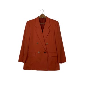 Vintage AQUASCUTUM London Double Breasted Orange Suit Jacket Blazers Size M Formal Jacket #2130-C93