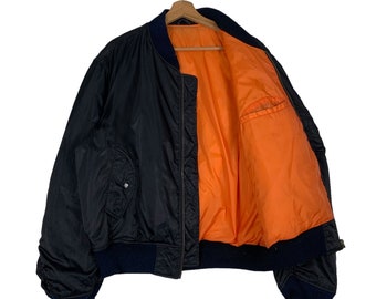 Vintage Corinth MFG USA Black Bomber Jacket Size L MA-1