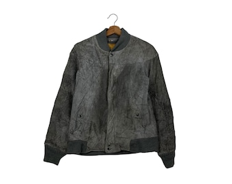 Vintage 80's CATALINA Leather Varsity Bomber Jacket Men's Size XS Rare Trashed Leather Jacket #2181-C96