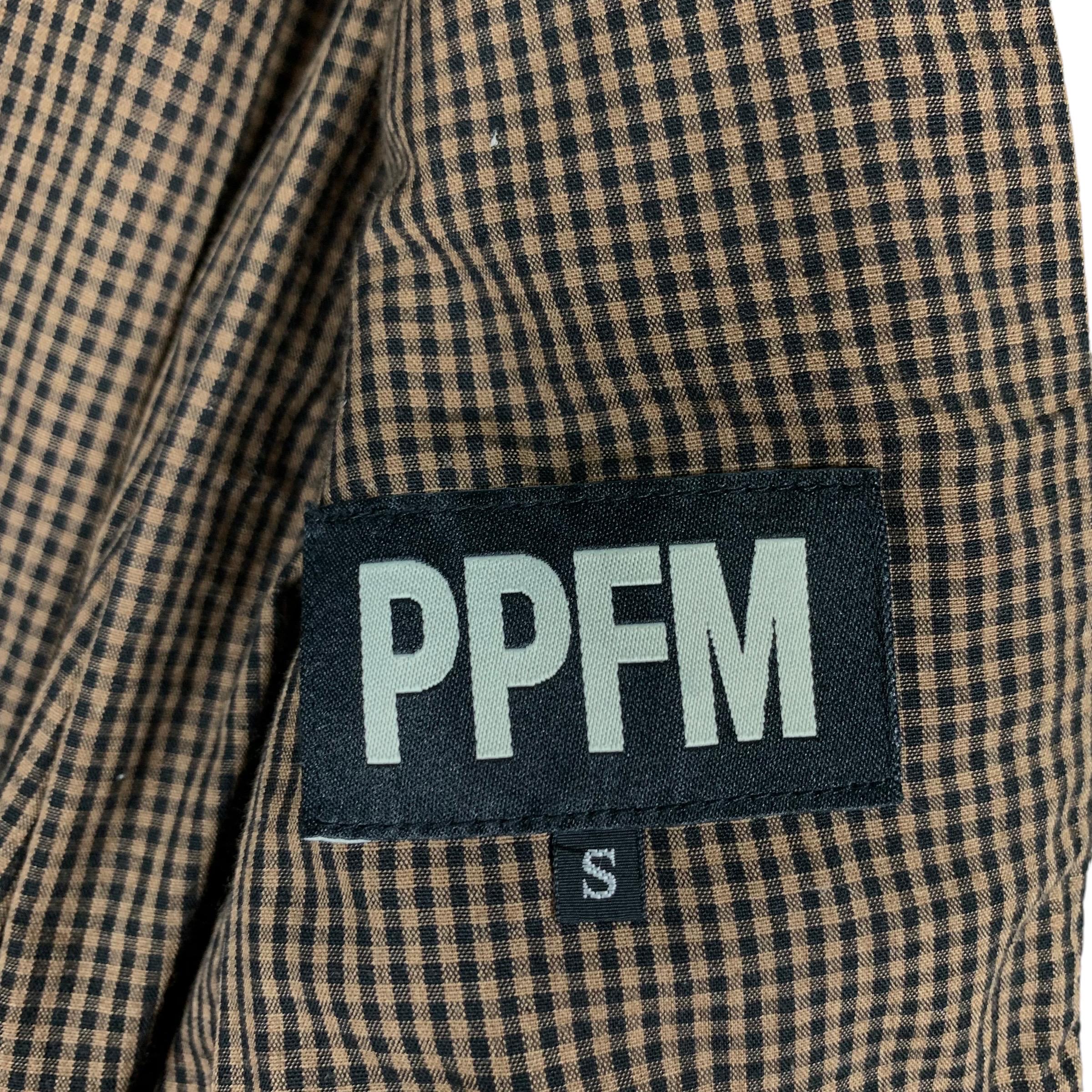 Vintage PPFM Double Breasted Wool Zipper Hooded Jacket in Brown