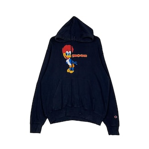 CHAMPION X Woody Woodpecker Graphics Felpa con cappuccio stampata da uomo Taglia L Felpa con cappuccio con stampa a cartoni animati #1459-C66