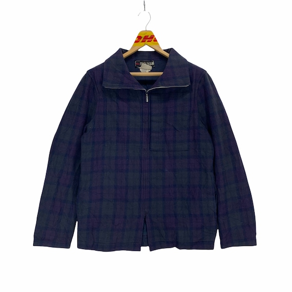 FENDI 365 ヴィンテージ ウール ジャケット セットアップ Vintage 73' Fendi 365 Roma Made in Italy Purple Check Wool Zipper