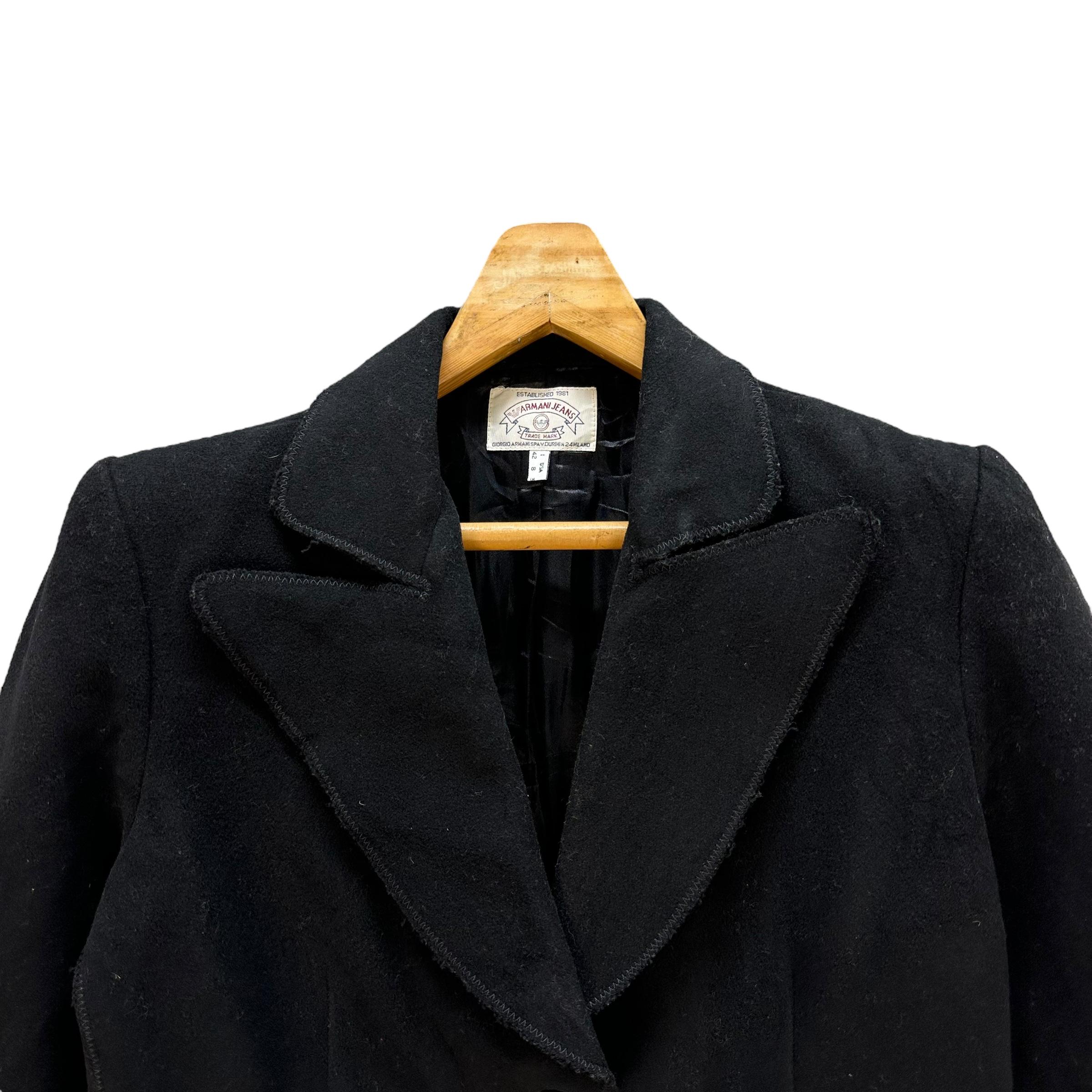 ジャケット・アウター 00s- armani angora wool coat italy Vintage Armani Jeans by Giorgio Armani Made in Italy Wool Nylon