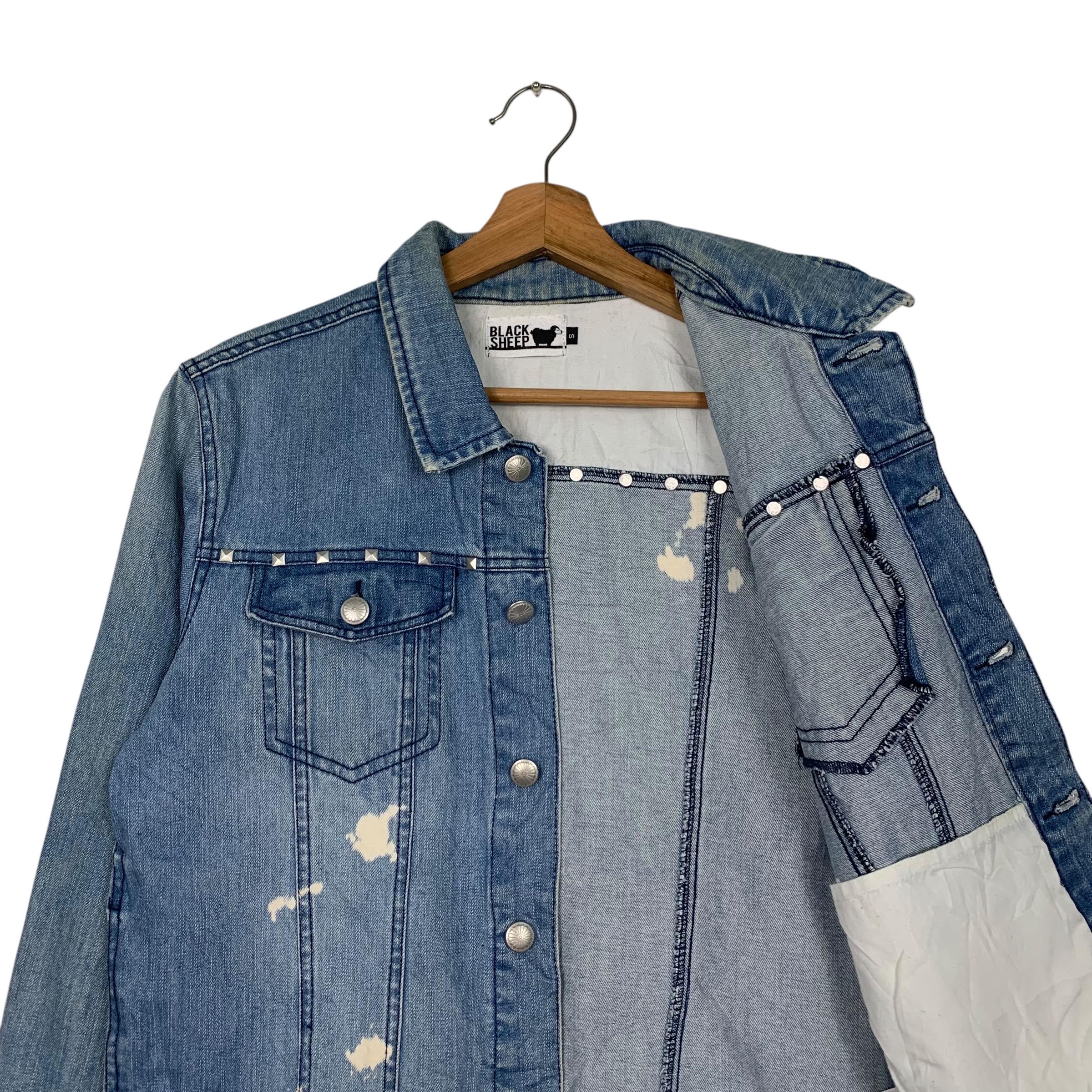 Vintage BLACK SHEEP Washed Light Blue Denim Jacket With Paint 